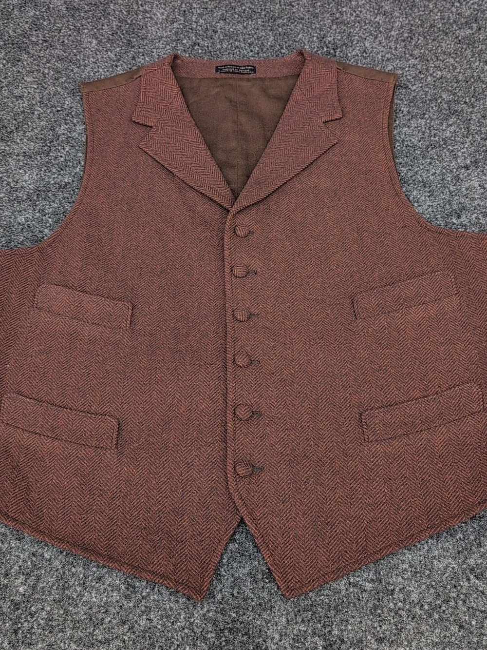 Vtg Pendleton Waistcoat Vest Mens 44 Brown Oregon Tweed Wool Chevron Buckle Back